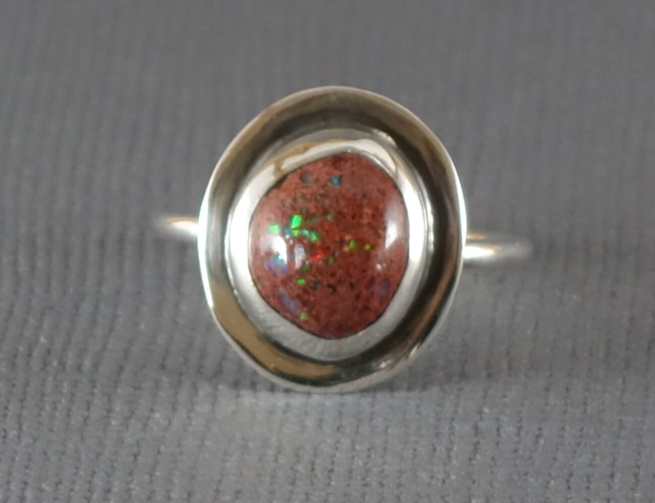 Mexican Opal Ring, Silver Opal Ring, Opal Ring, size 7