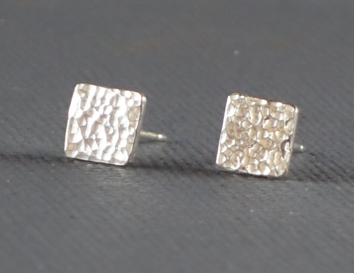Silver Square Studs, Shiny Silver Square Post Earrings