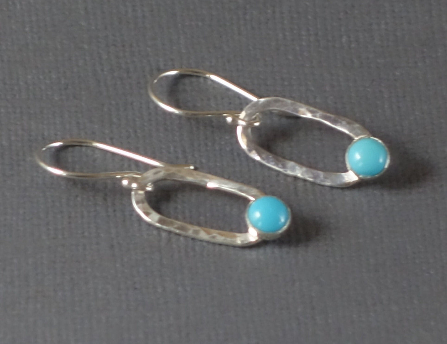 Paperclip Earring with Turquoise, Turquoise Earrings,