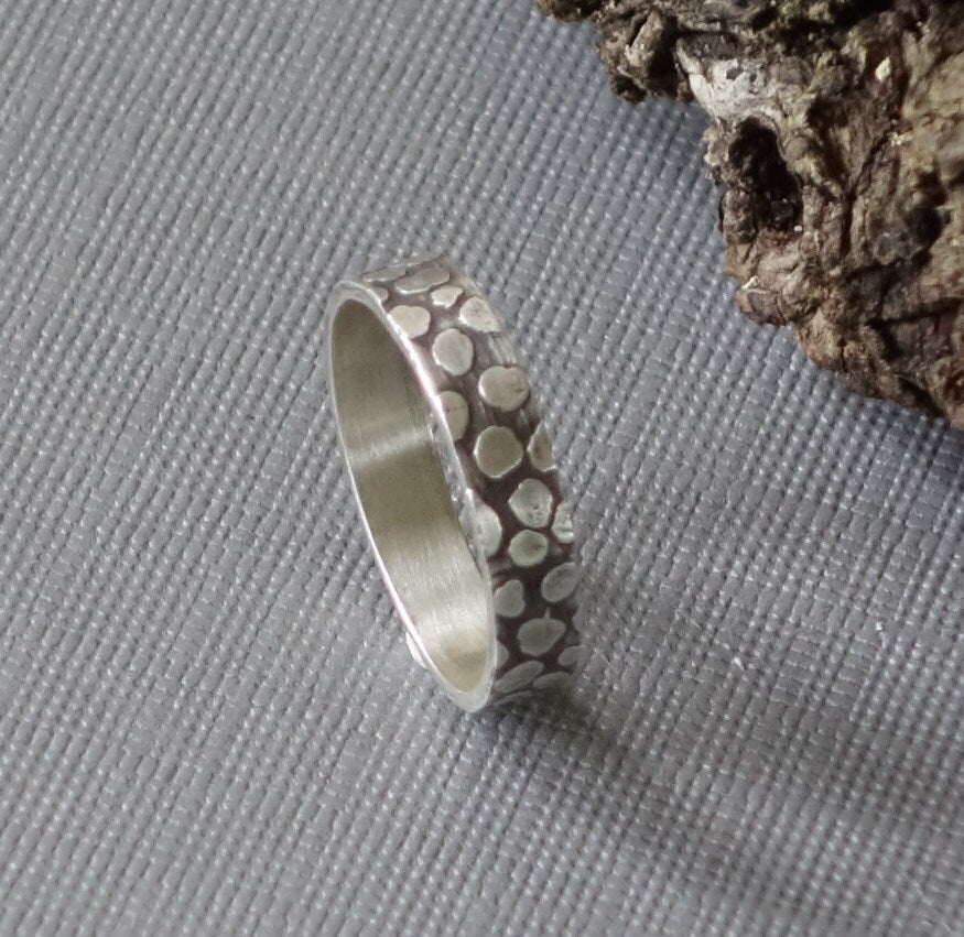 Sterling Silver Band, Lepard Print Ring, Polk A Dot Silver Ring, Cheetah Print Ring, Animal ring