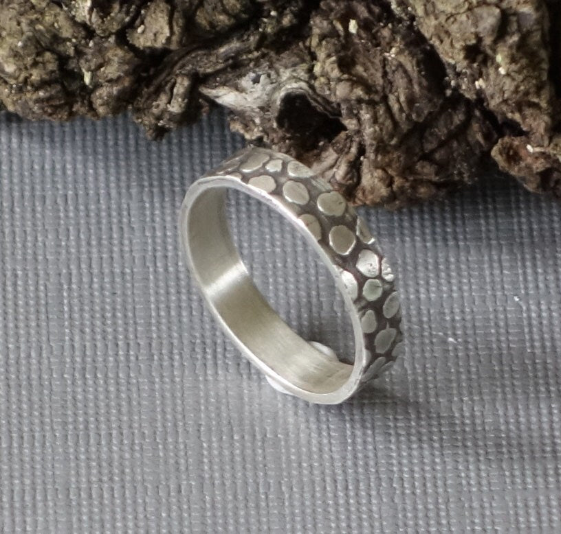 Sterling Silver Band, Lepard Print Ring, Polk A Dot Silver Ring, Cheetah Print Ring, Animal ring