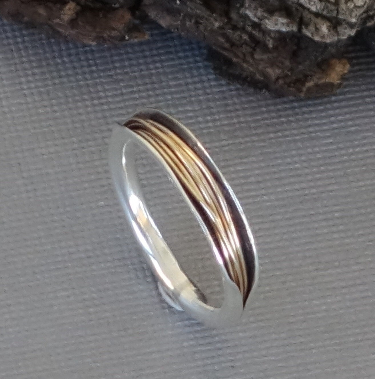 Anticlastic Ring, Black and Gold Band, Silver and Gold Ring