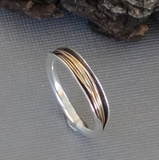 Anticlastic Ring, Black and Gold Band, Silver and Gold Ring, Made to Order